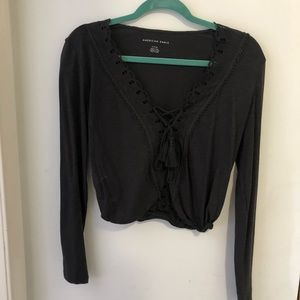 American Eagle Cropped Long Sleeve Lace Top